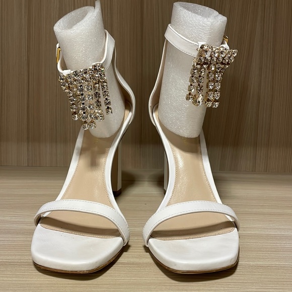 Stuart Weitzman Shoes - Stuart Weitzman White Heels with Stones